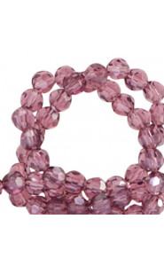 Faceted glass beads 4mm round Aubergine purple-pearl shine coating